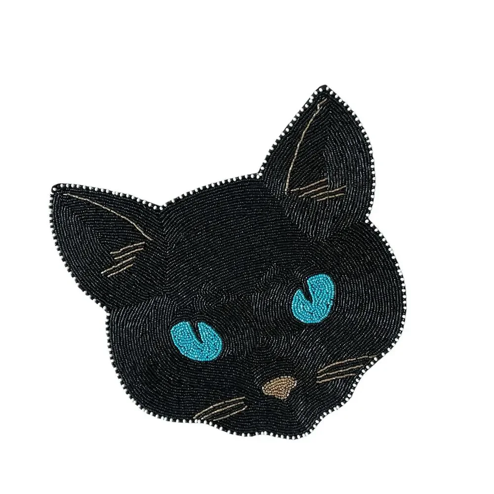 Halloween BLACK CAT Beaded Placemat Charger 14